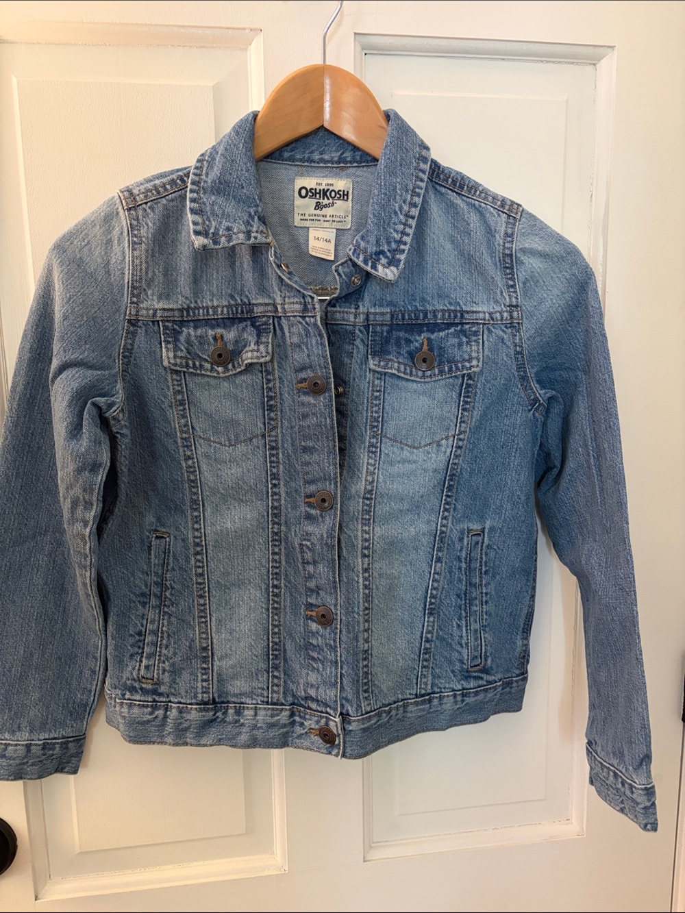 OshKosh B'gosh Classic Blue Denim Jean Jacket Size 14